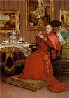 Georges Croegaert Canvas Paintings - Tea Time